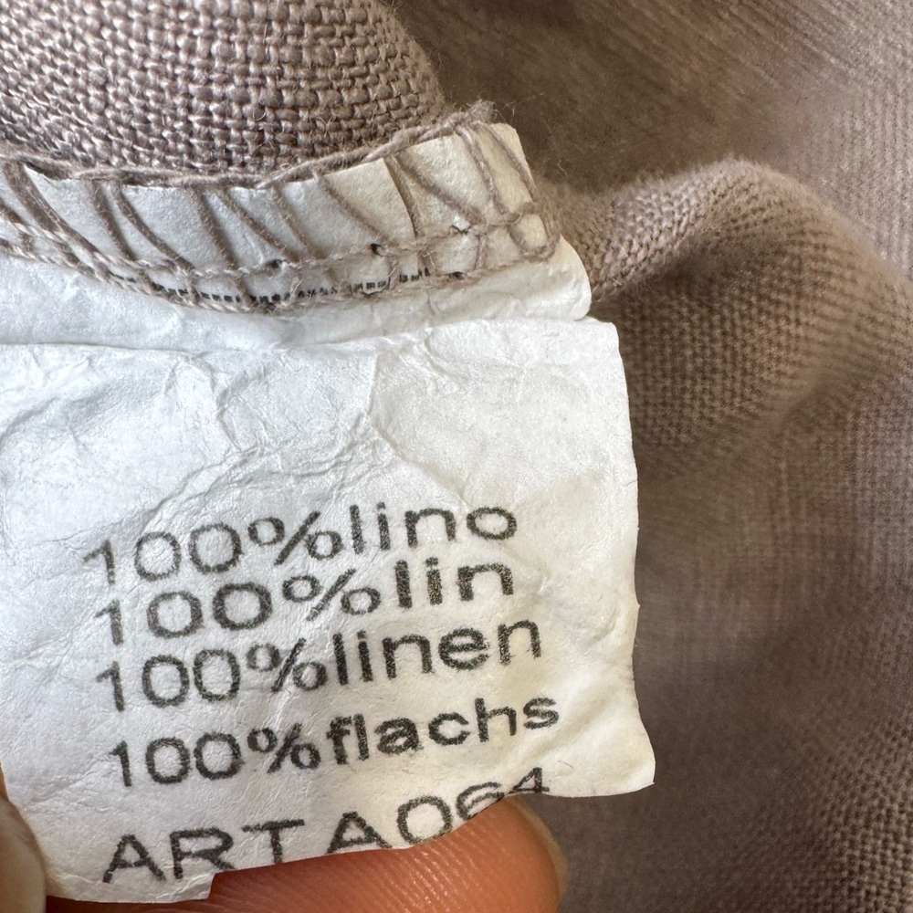 100% Lin Blanc Women's Linen Brown Coat - Picture 8 of 8